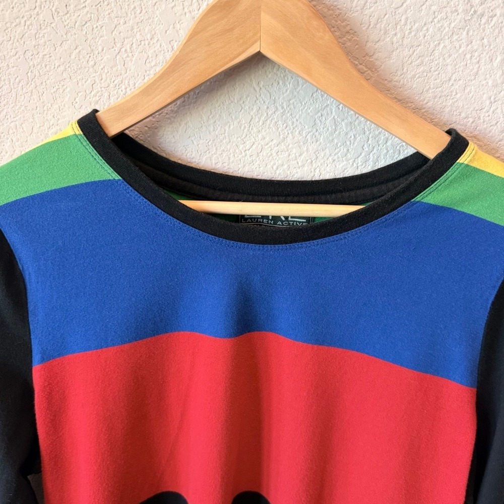 Lauren Active Ralph Lauren Colorblock Stripe Top Womens XL Multi Color Cotton